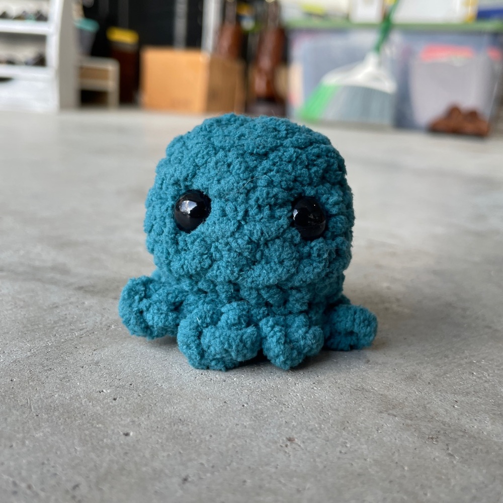 Mini Deep Teal Crochet Octopus